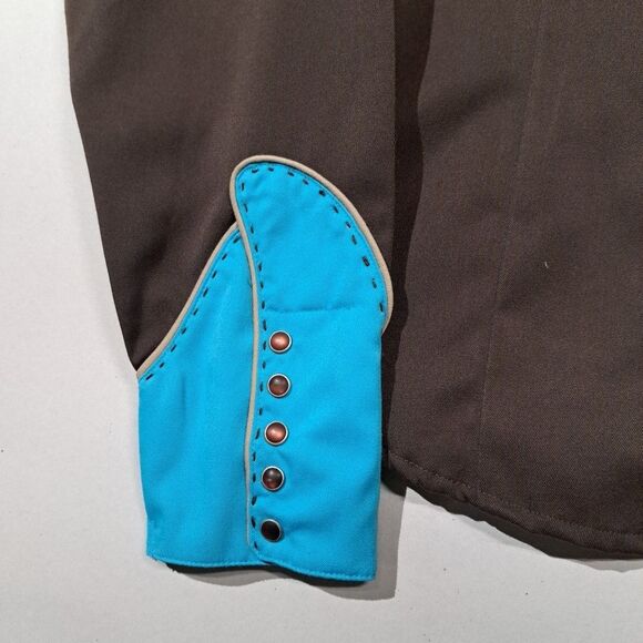 ROPER Embroidered Western XL Ladies Dress Shirt NWT Brown with Blue - Picture 5 of 12